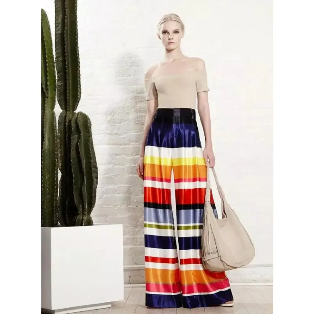 Alice + Olivia Larissa Open Pleat Pants in Rainbow Reef Size 4 - Picture 1 of 9